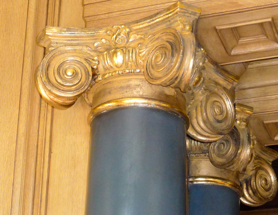 Gilded column capitals for interior design