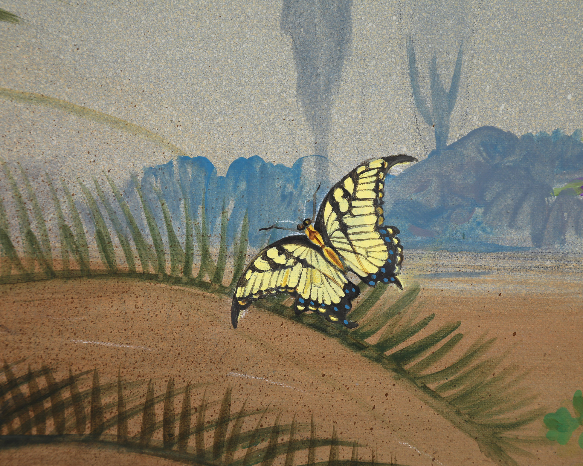 Low country mural with detail of swallowtail butterfly